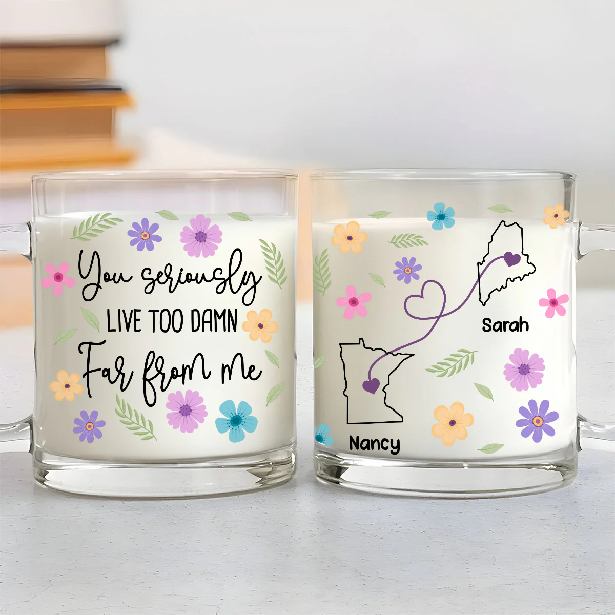 Hate Being This Far - Personalized Custom Glass Mug - Image 2
