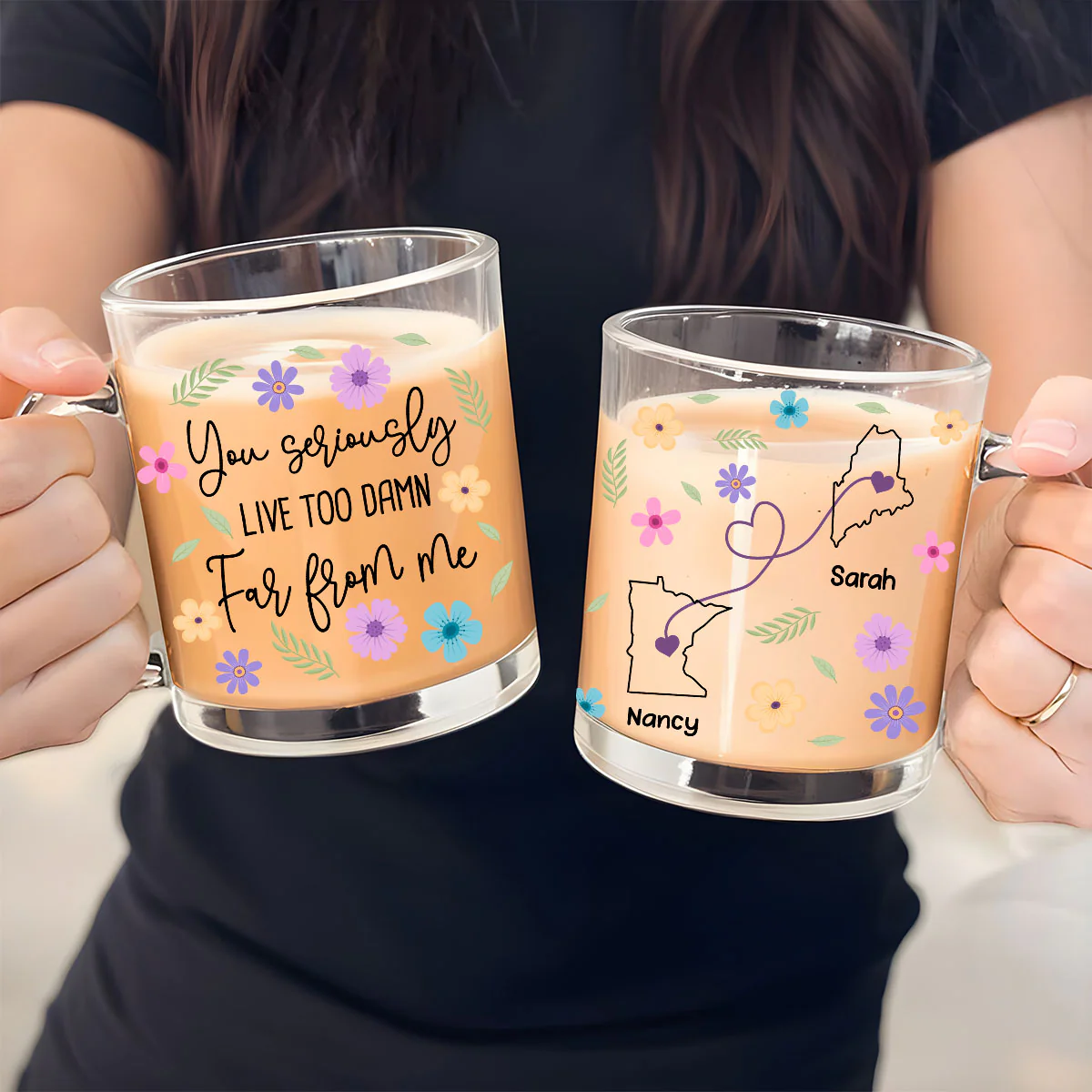 Hate Being This Far - Personalized Custom Glass Mug - Image 3