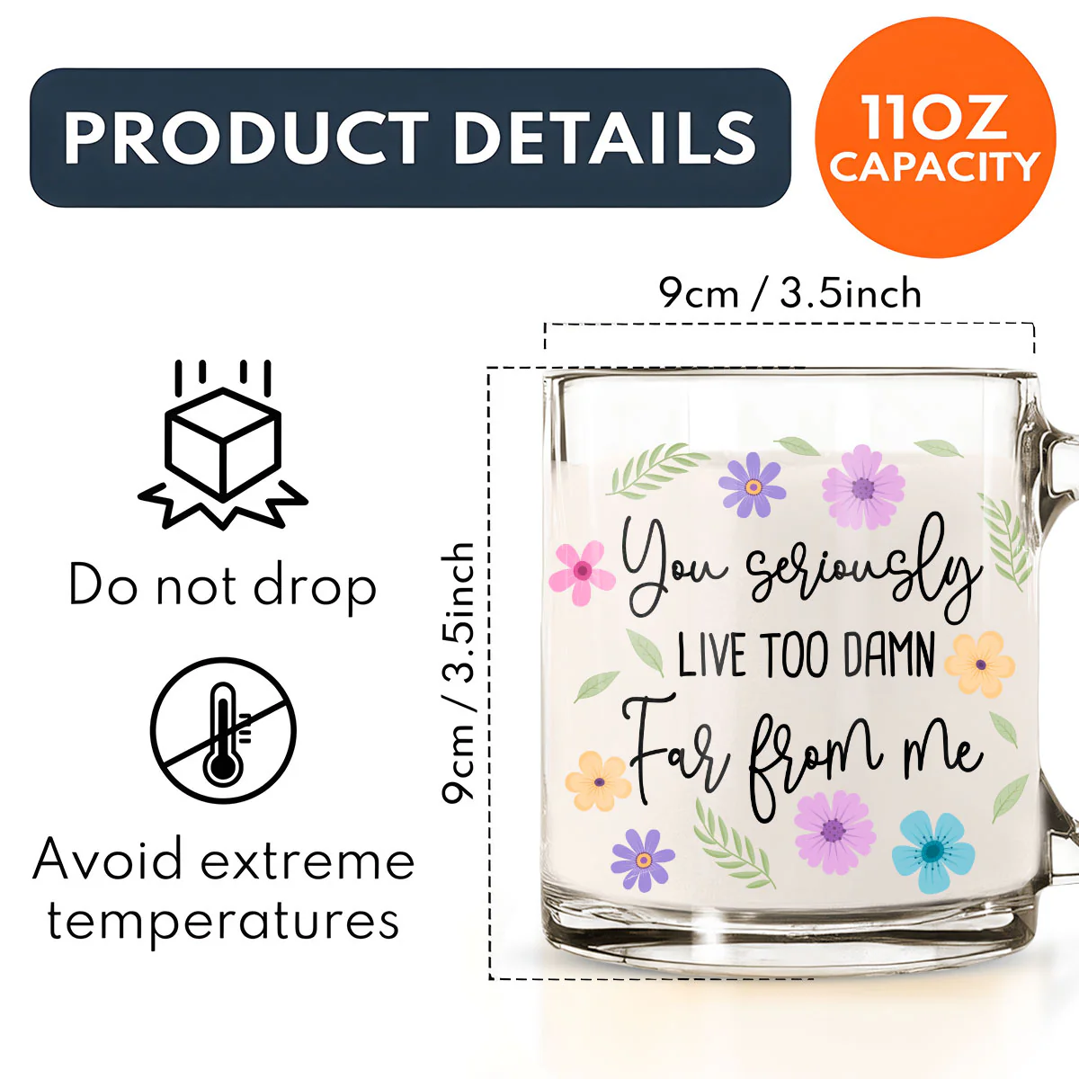 Hate Being This Far - Personalized Custom Glass Mug - Image 4