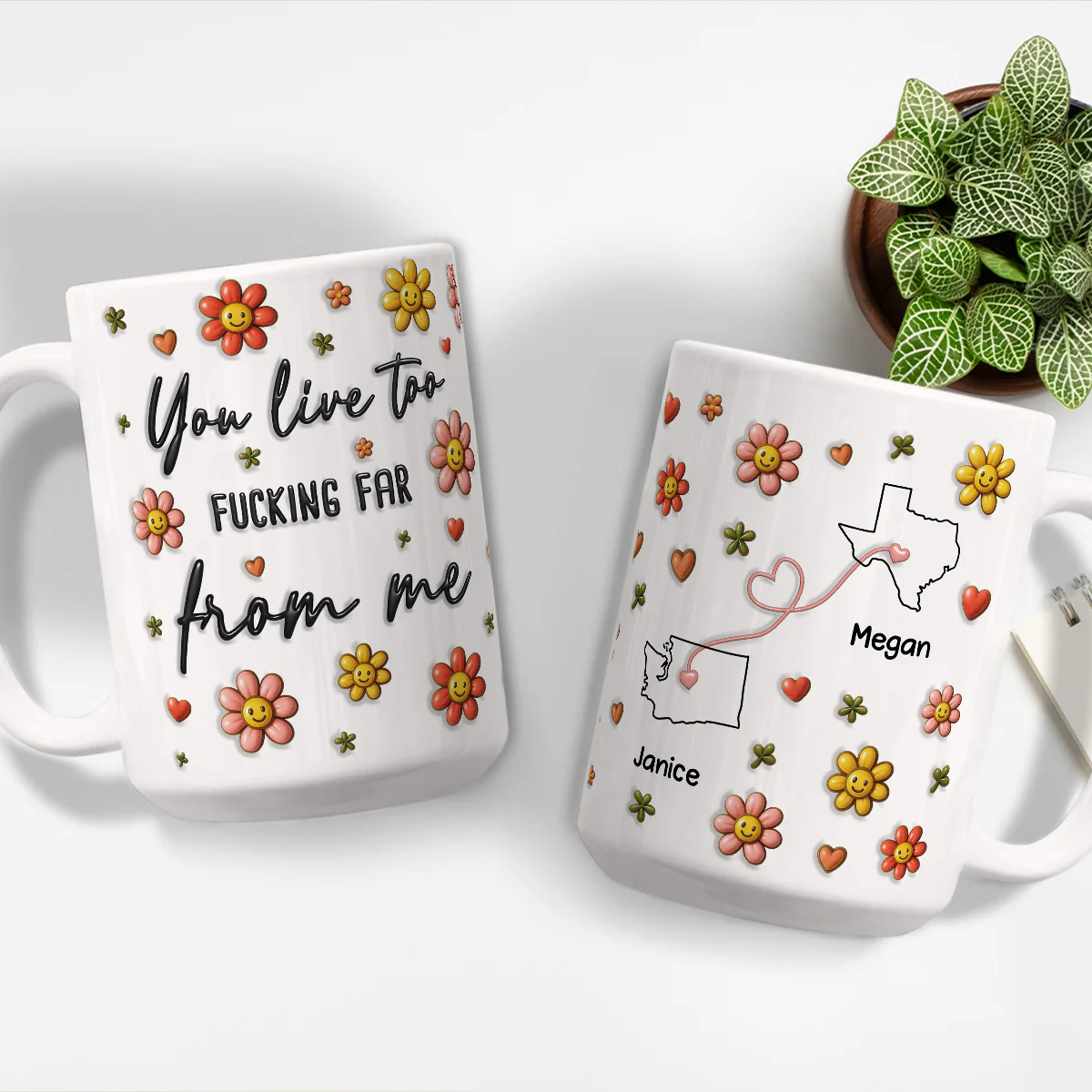 Hate How Far You Are - Personalized Custom 3D Inflated Effect Mug - Image 3