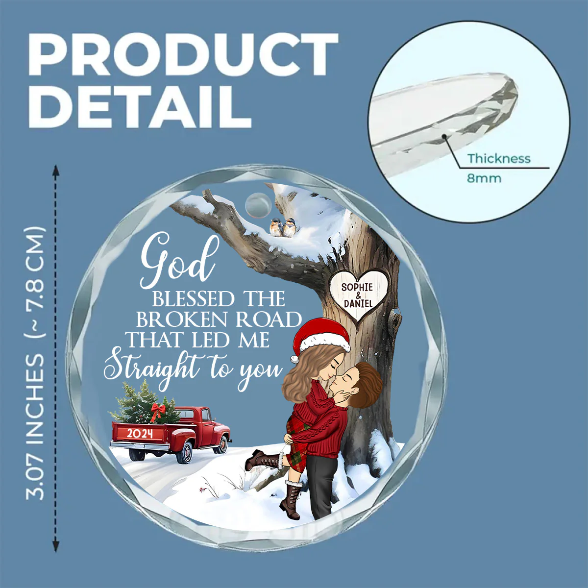 Have Yourself A Married Little Christmas - Personalized Custom Glass Ornament - Image 4