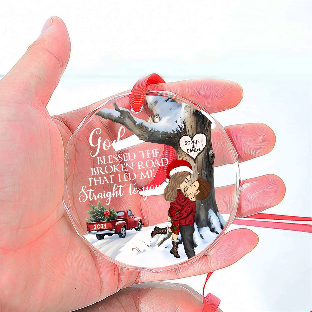 Have Yourself A Married Little Christmas - Personalized Custom Glass Ornament - Image 5