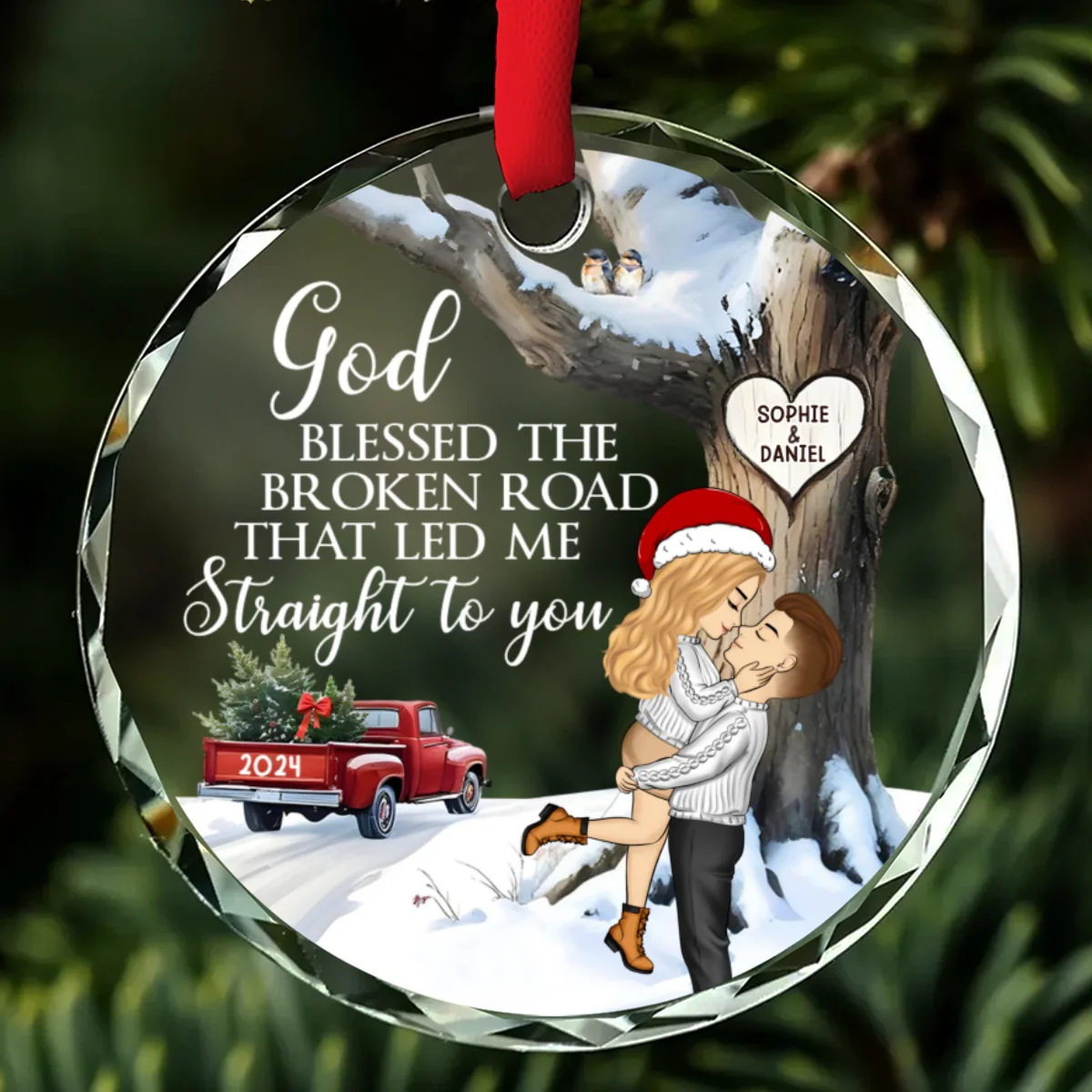 Have Yourself A Married Little Christmas - Personalized Custom Glass Ornament - Image 6