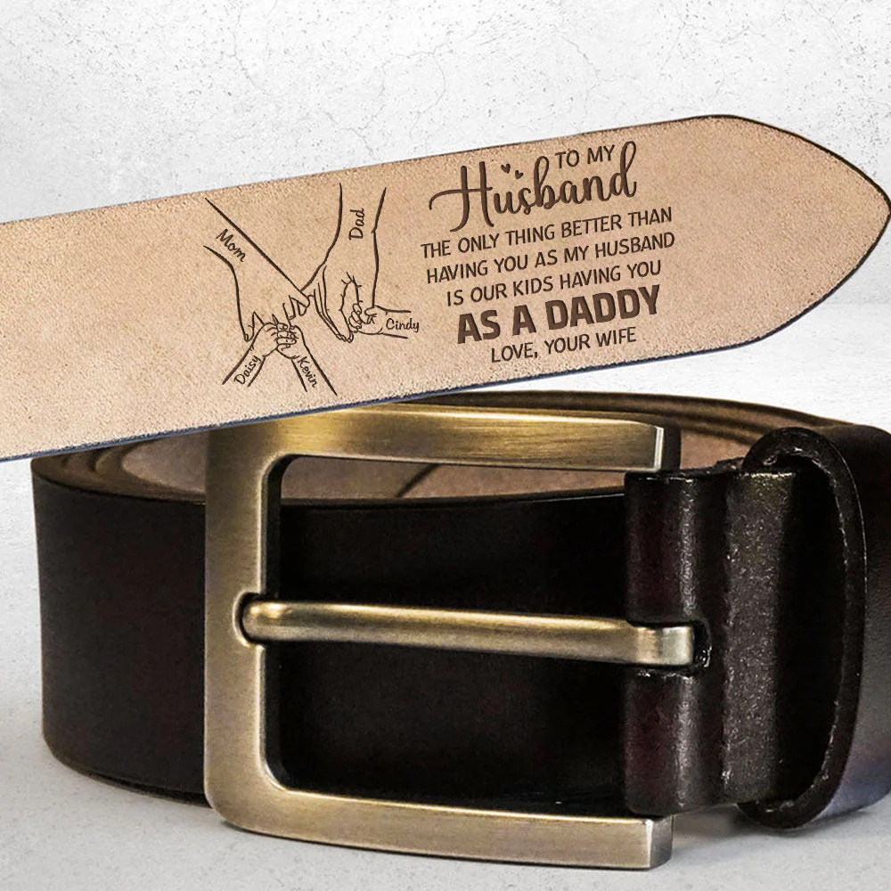 Having You As A Dad - Personalized Engraved Leather Belt - Image 2