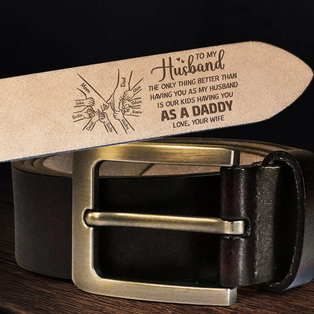 Having You As A Dad - Personalized Engraved Leather Belt - Image 4