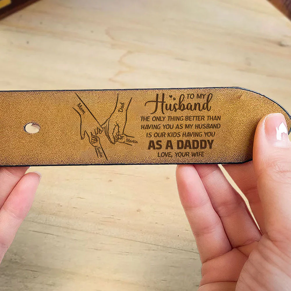 Having You As A Dad - Personalized Engraved Leather Belt - Image 5