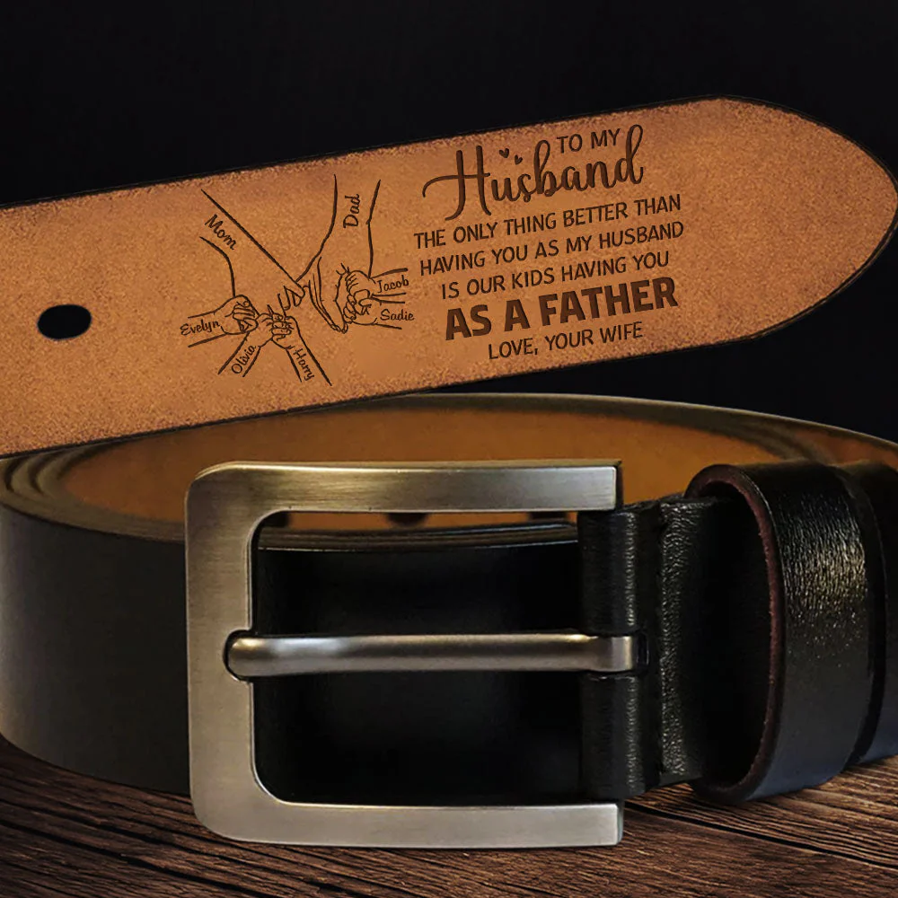 Having You As A Dad Version 2 - Personalized Engraved Leather Belt - Image 3