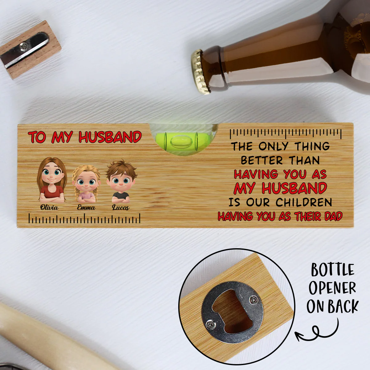 Having You As My Husband - Personalized Custom Wooden Spirit Level Bottle Opener