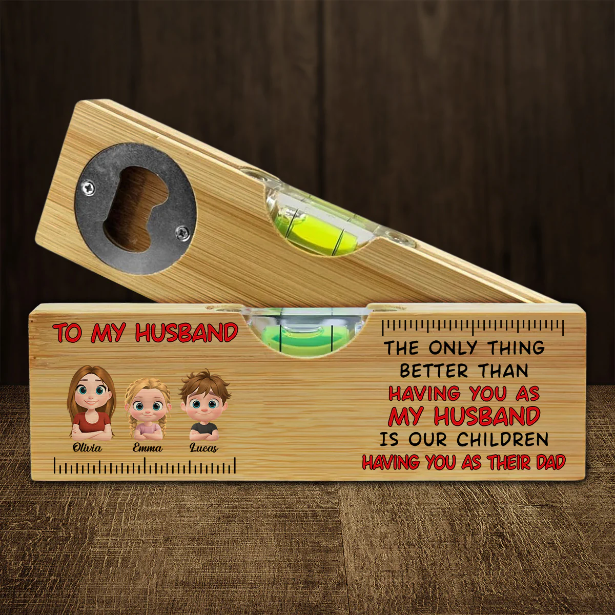 Having You As My Husband - Personalized Custom Wooden Spirit Level Bottle Opener - Image 2
