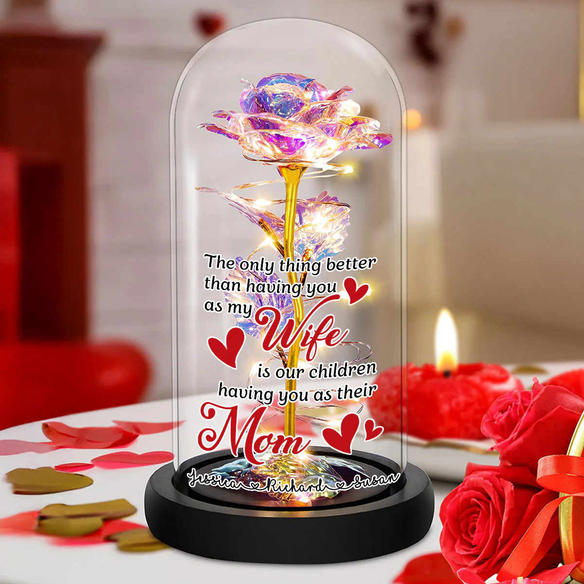 Having You As My Wife - Personalized Custom Sparkly Rose
