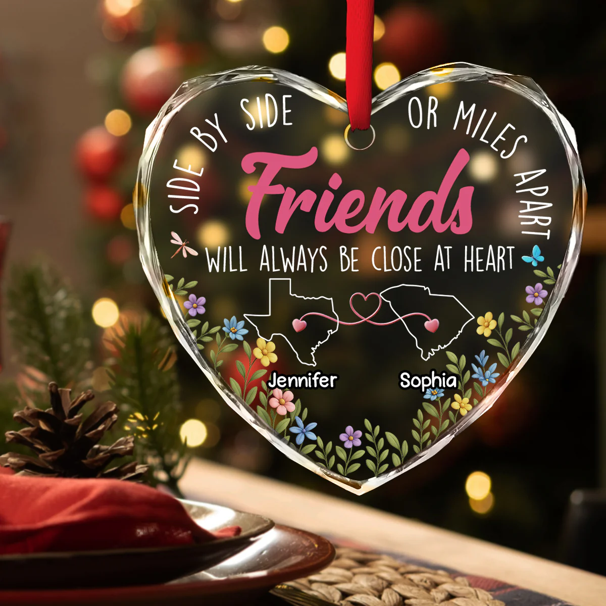 Heart By Heart - Personalized Custom Glass Ornament - Image 2
