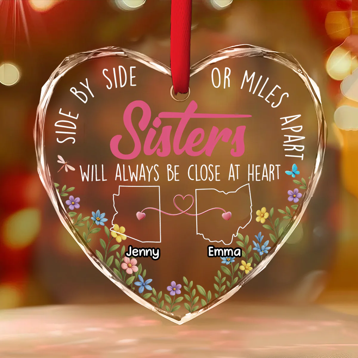 Heart By Heart - Personalized Custom Glass Ornament - Image 3