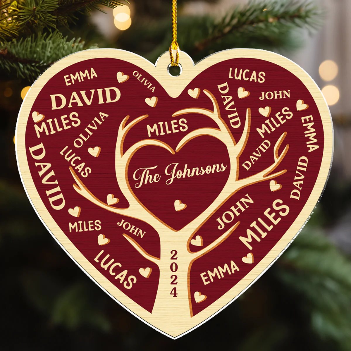 Heart Family - Personalized Custom Acrylic Ornament - Image 2