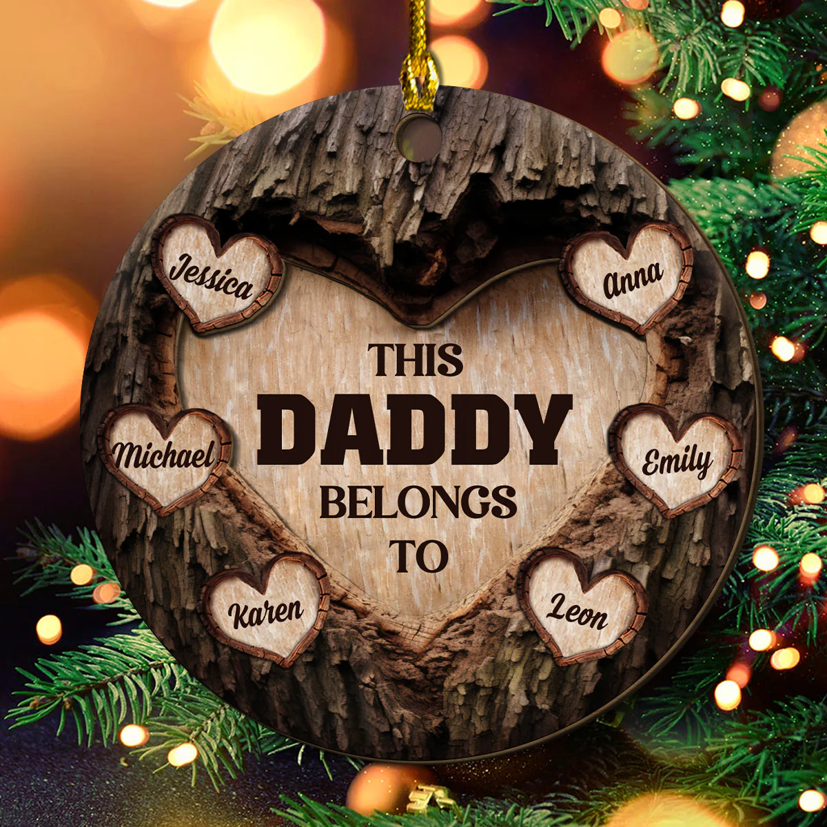 Heart Of Dad - Personalized Custom 2-layered Wood Ornament - Image 3