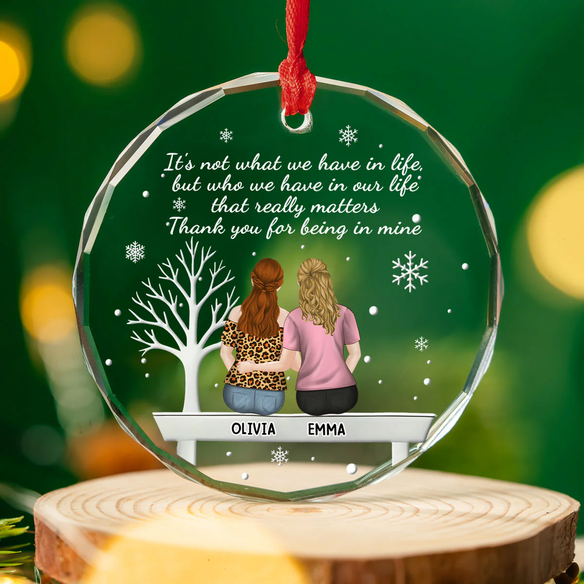 Heartfelt Friendship Token - Personalized Custom Glass OrnamentĀ - Image 3