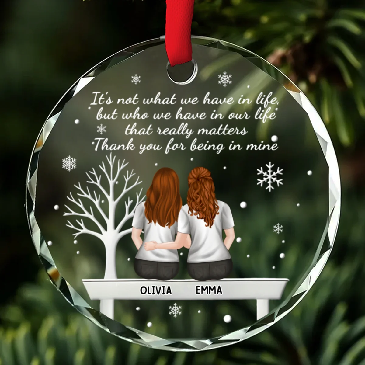 Heartfelt Friendship Token - Personalized Custom Glass OrnamentĀ - Image 7