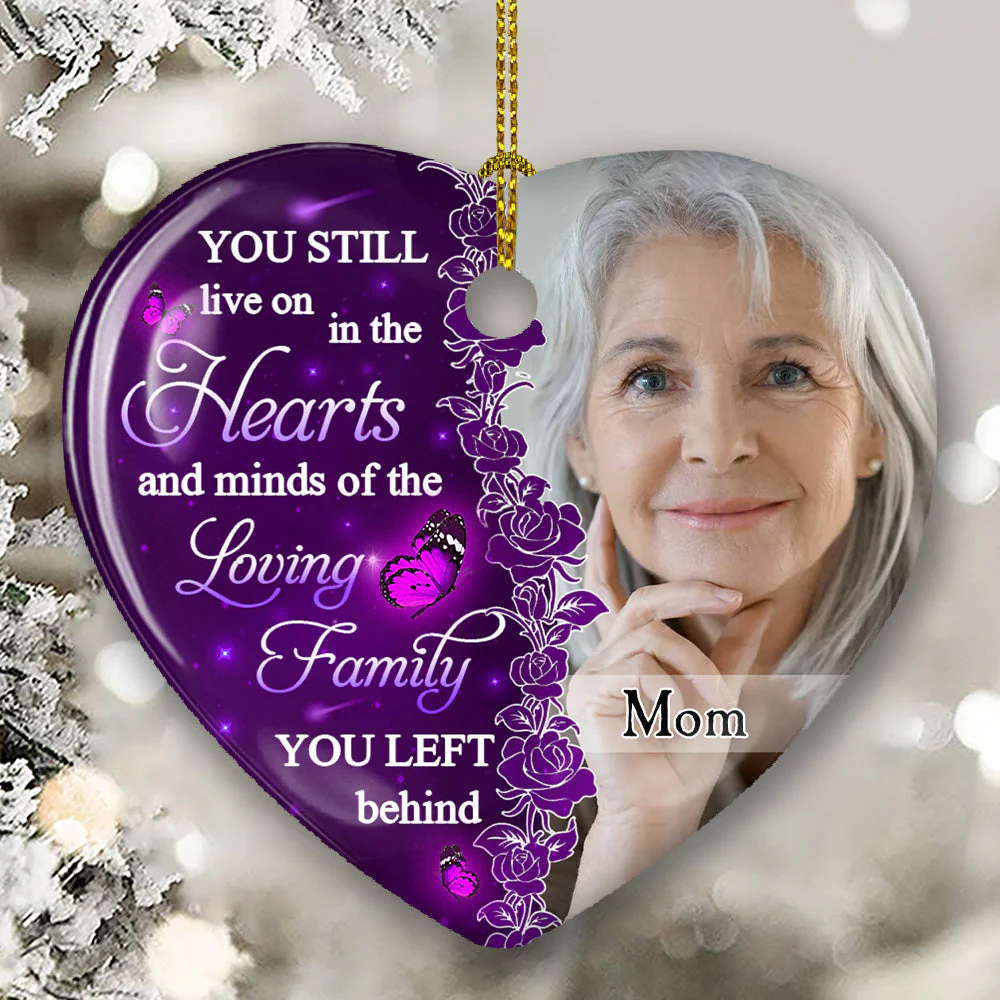 Hearts And Minds - Personalized Custom Heart Ceramic Christmas Ornament - Image 4