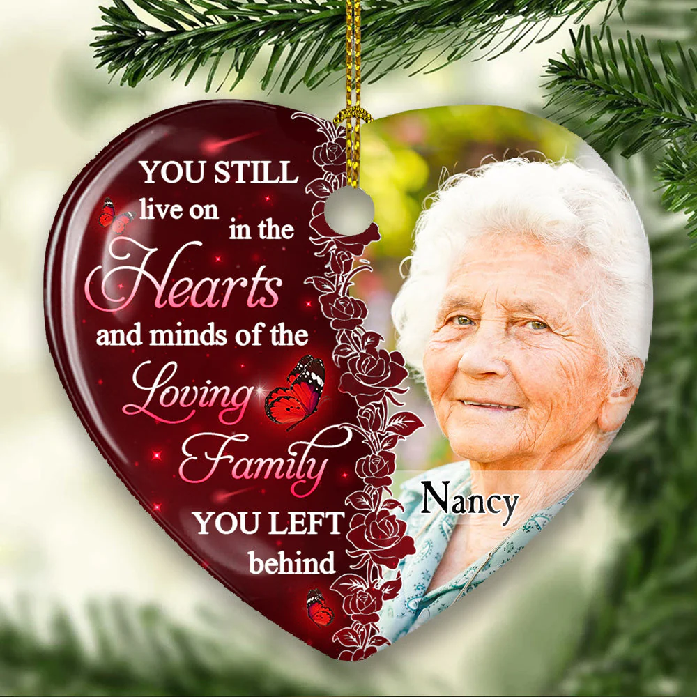 Hearts And Minds - Personalized Custom Heart Ceramic Christmas Ornament - Image 5