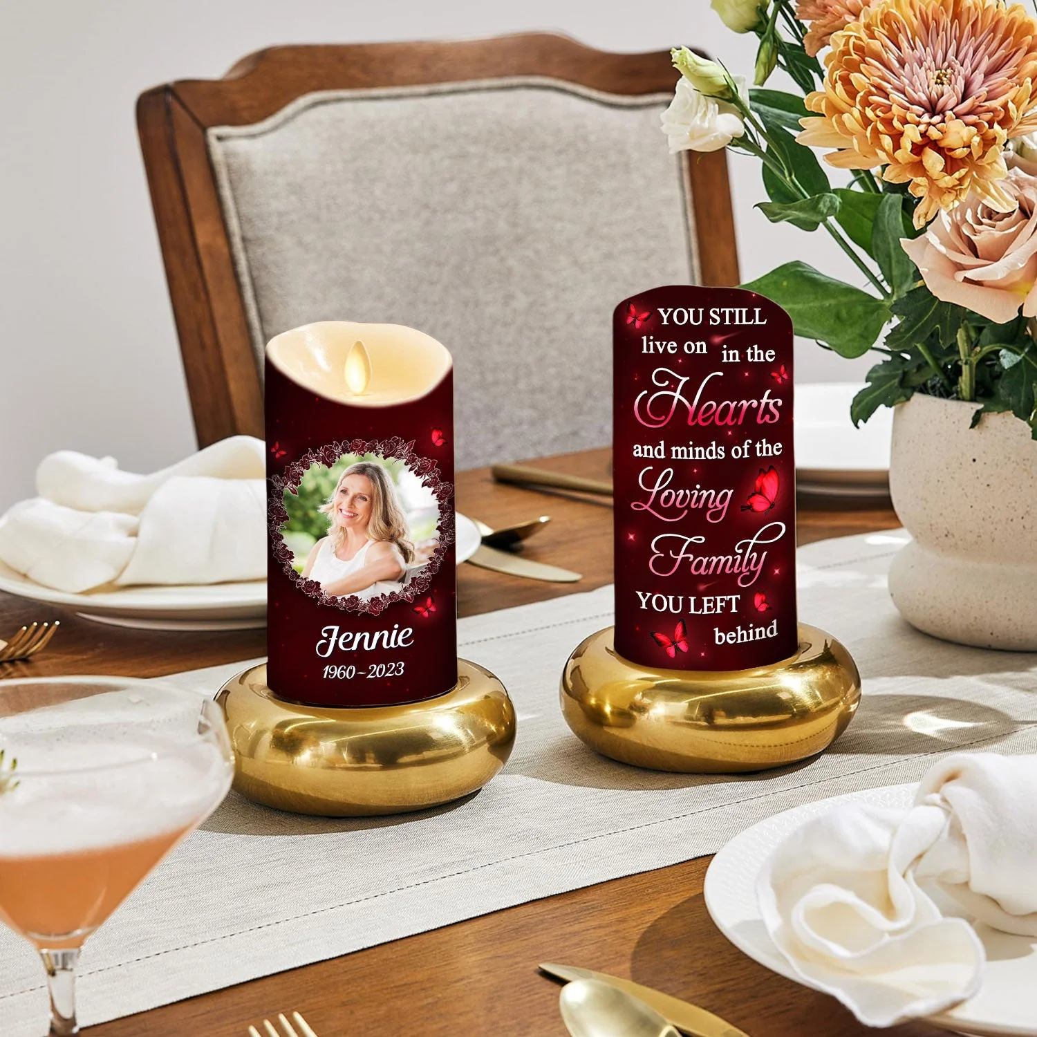 Hearts And Minds - Personalized Custom LED Candle - Image 4