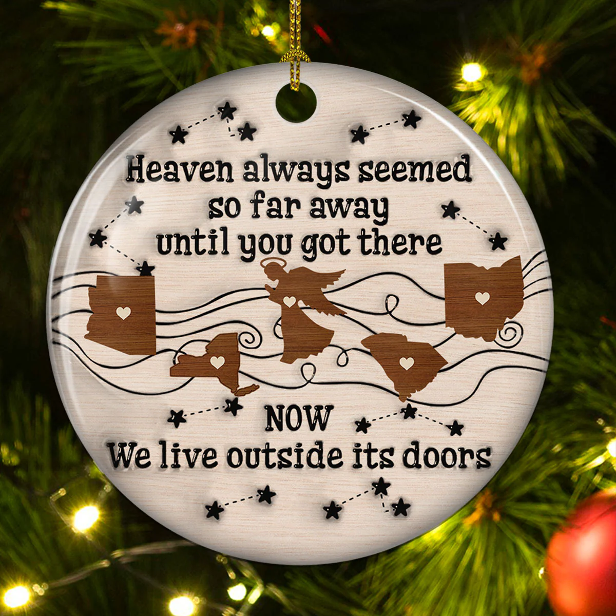 Heaven always seemed so far away - Personalized Custom 3D Inflated Effect Ceramic Ornament - Image 4