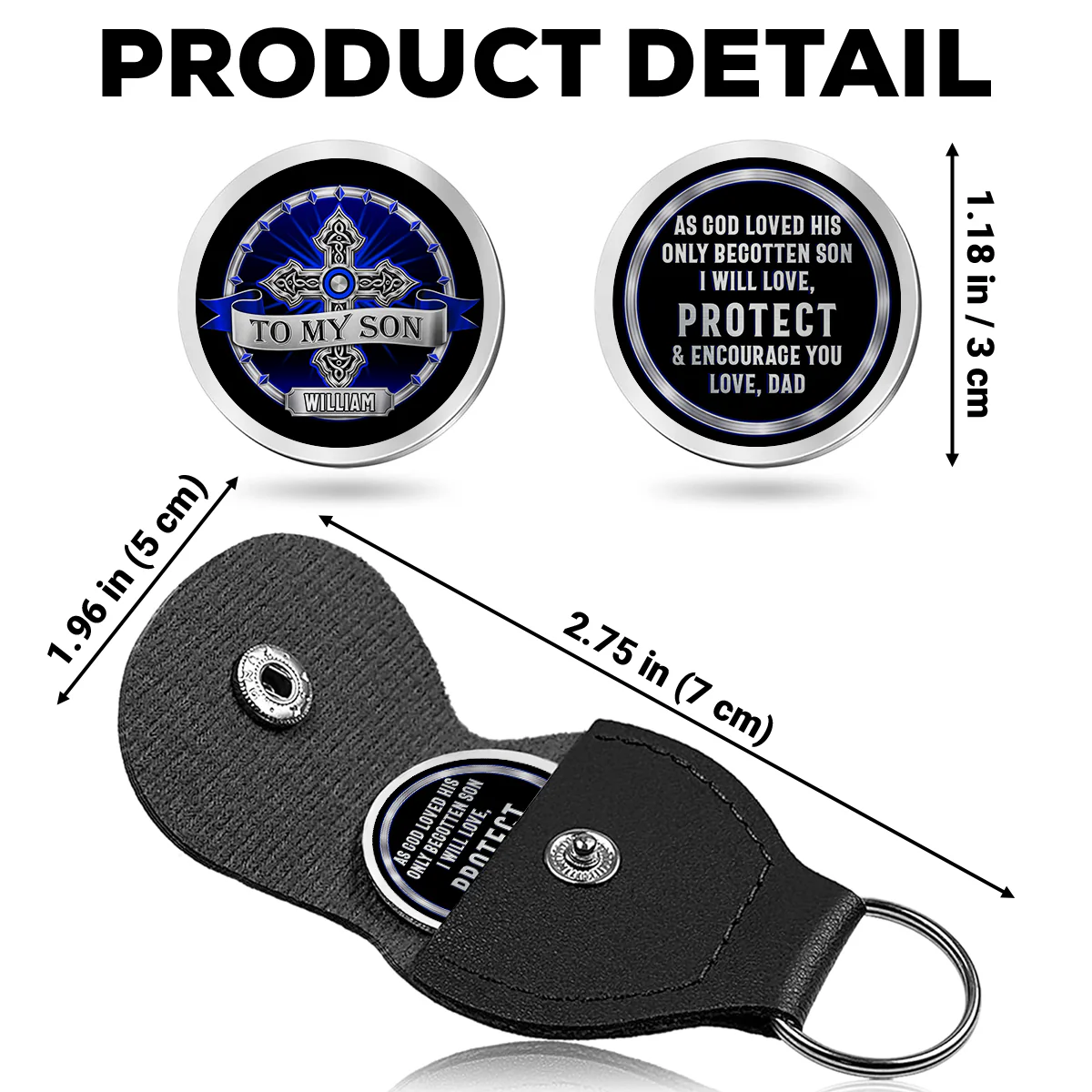 Heavenly Protection For My Son - Personalized Custom Pocket Hug - Image 5