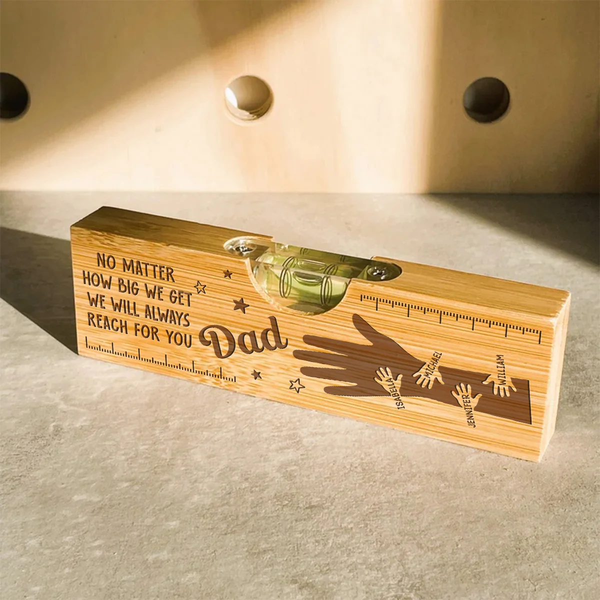 Held by Your Hands, Guided by Your Love - Personalized Custom Engraved Wooden Spirit Level Bottle Opener - Image 5