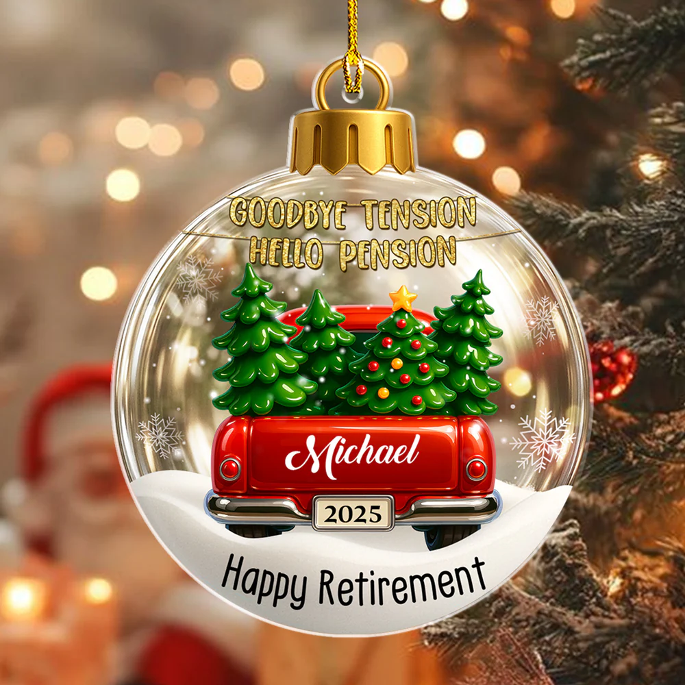 Hello Pension - Personalized Custom 3D Effect Acrylic Ornament - Image 4