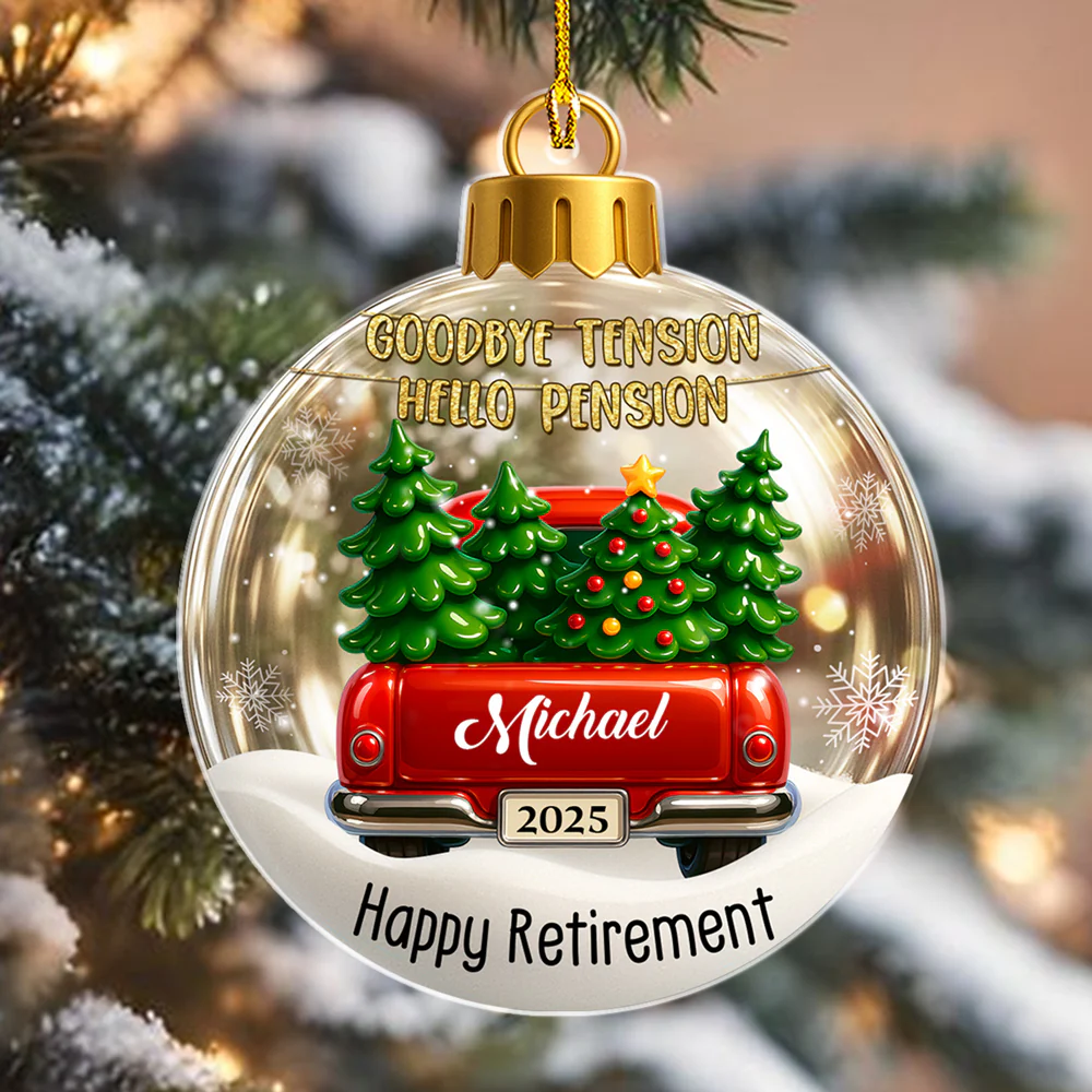 Hello Pension - Personalized Custom 3D Effect Acrylic Ornament - Image 5