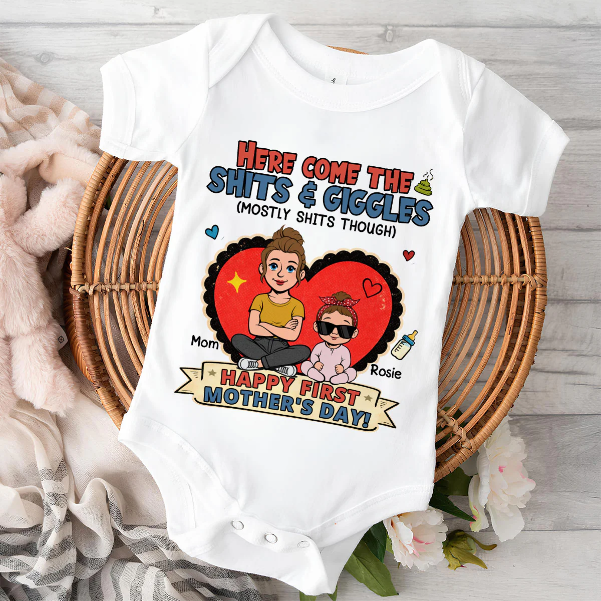 Here Come The Giggles - Personalized Custom Baby Onesie - Image 2