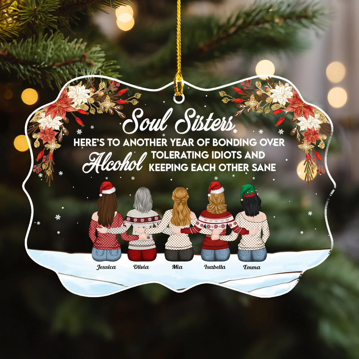 Here Is To Another Year Of Bonding Over Alcohol - Personalized Custom Acrylic Ornament - Image 4