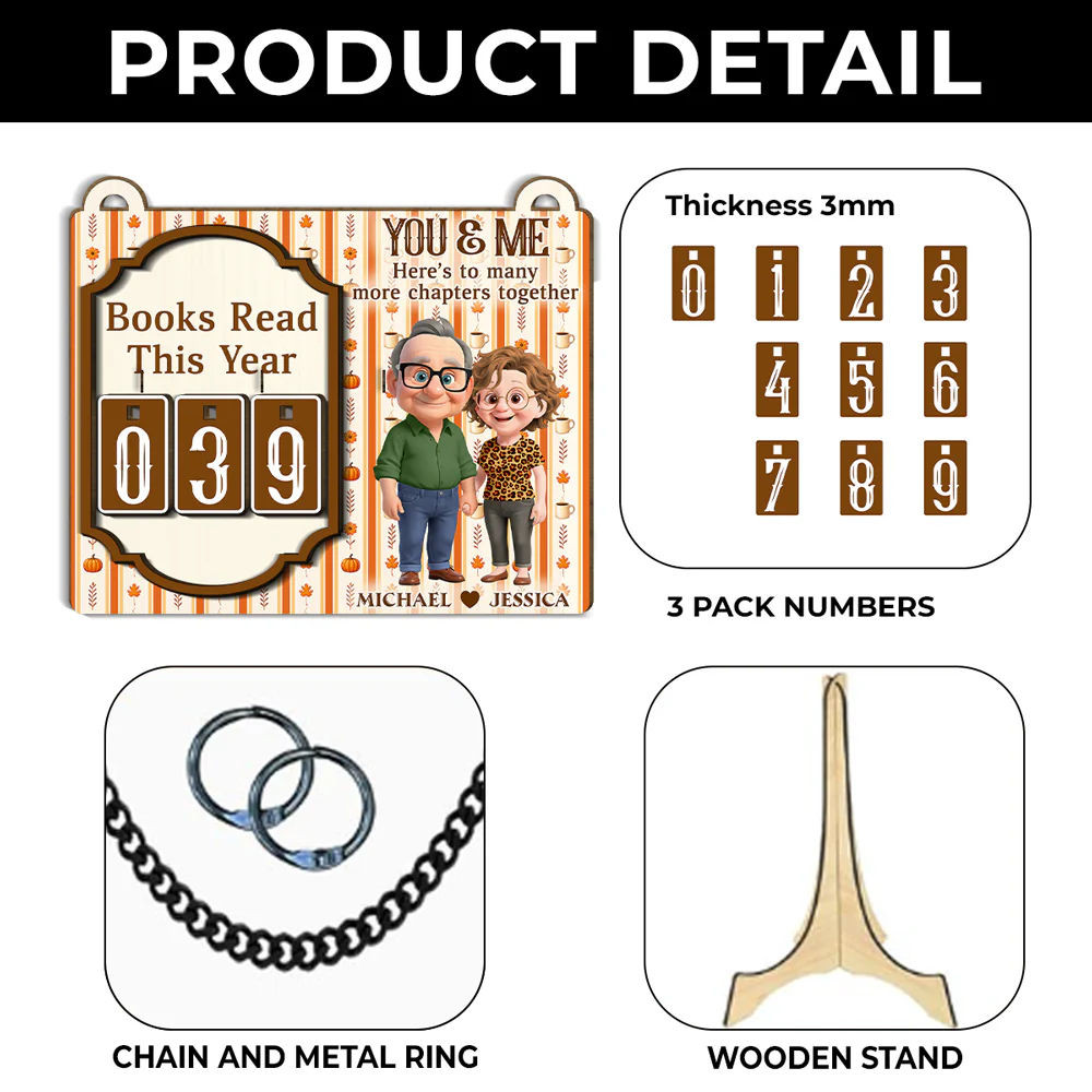 Here Is To Many More Chapters Together - Personalized Custom Tracker Sign - Image 4