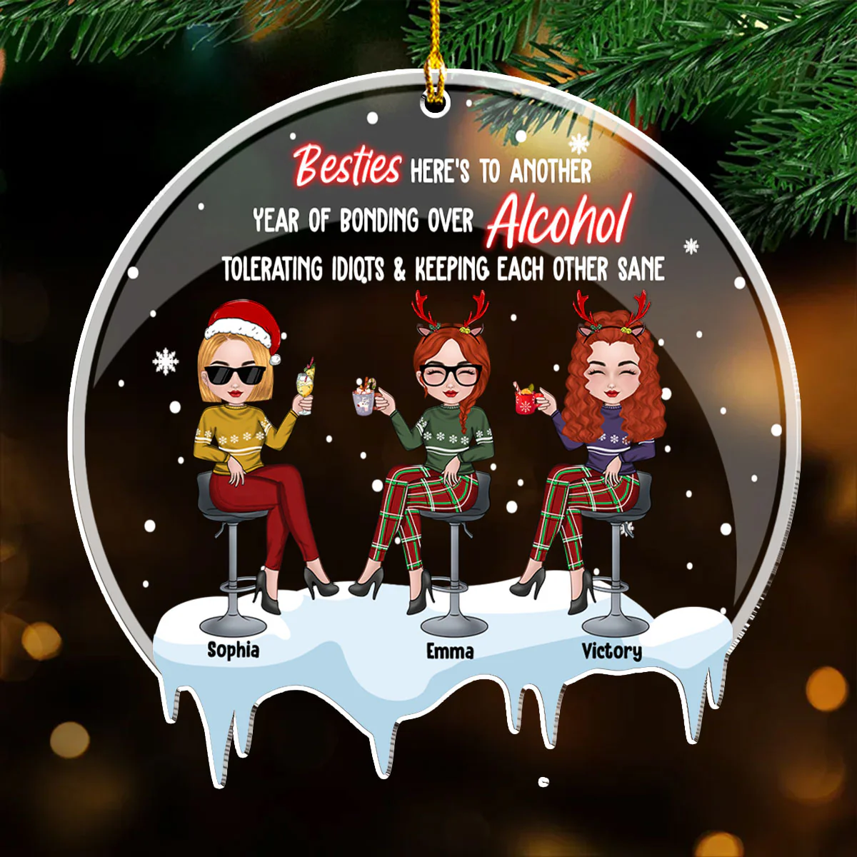Here's To Another Year - Personalized Custom Acrylic Ornament - Image 3