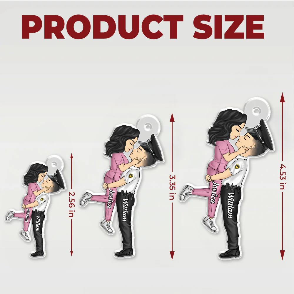 Hero Couple Kissing - Personalized Custom Car Ornament - Image 6