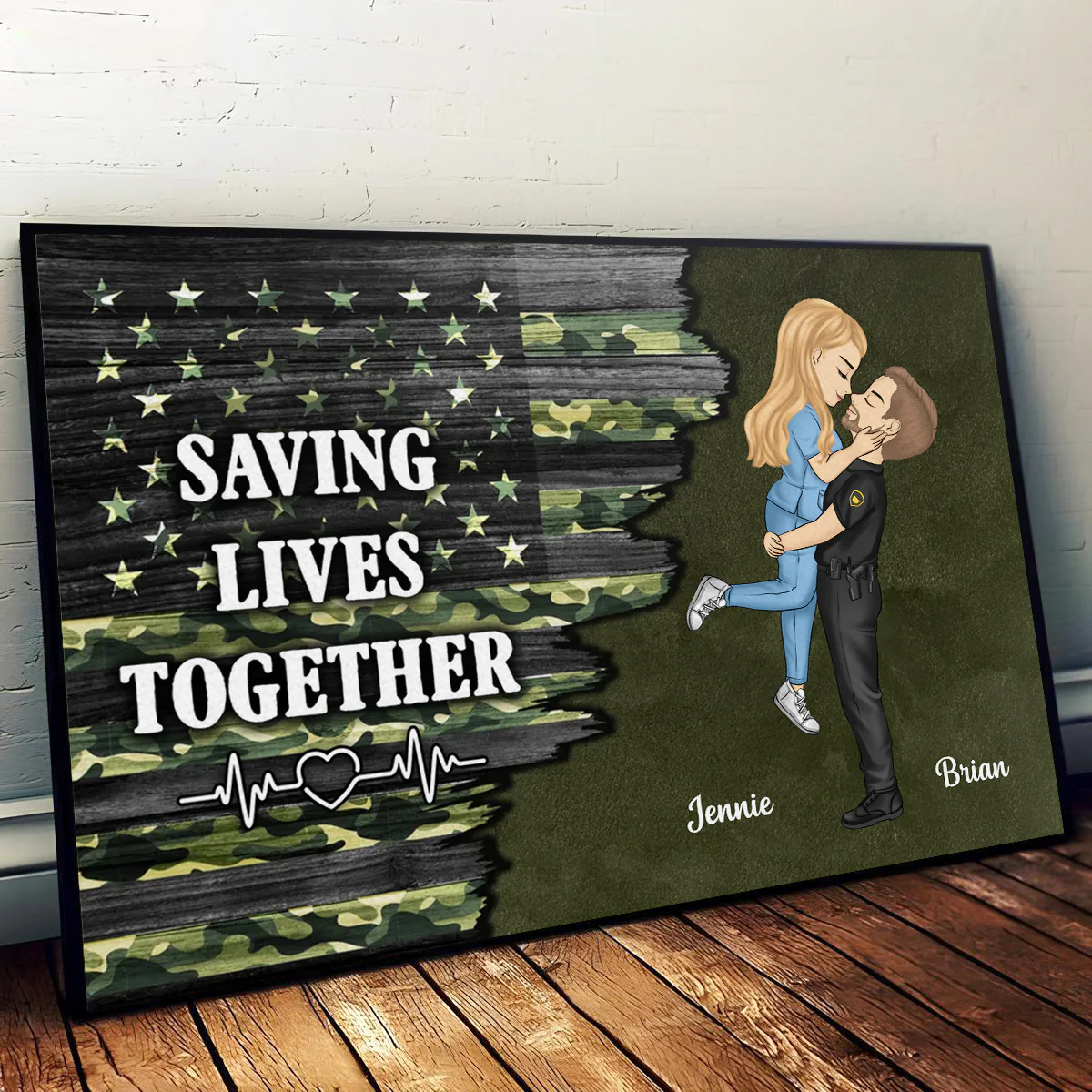 Hero Couple Kissing - Personalized Custom Poster - Image 4
