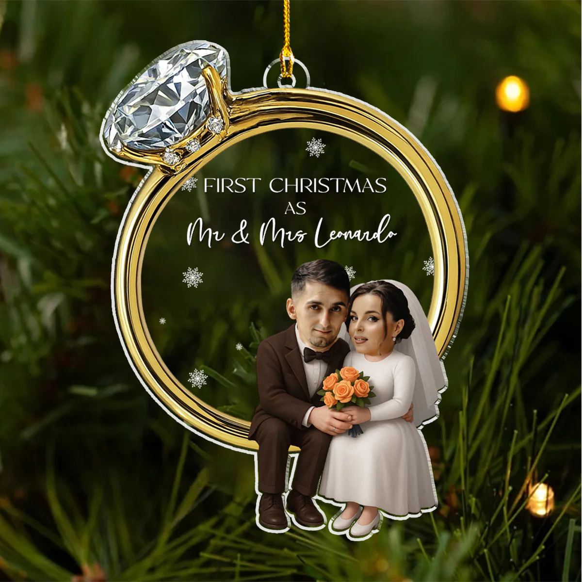 His And Hers Wedding - Personalized Custom Acrylic Ornament - Image 2