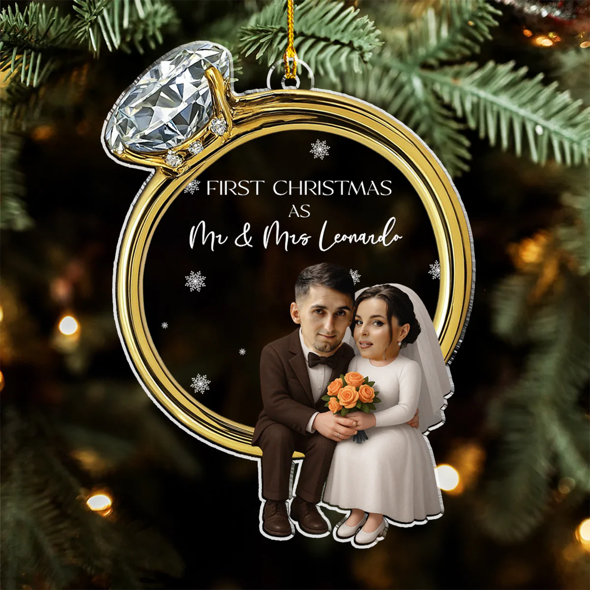 His And Hers Wedding - Personalized Custom Acrylic Ornament - Image 3