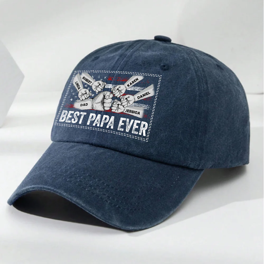 His Strength Begins With Love - Personalized Custom Vintage Washed Denim Cap - Image 2