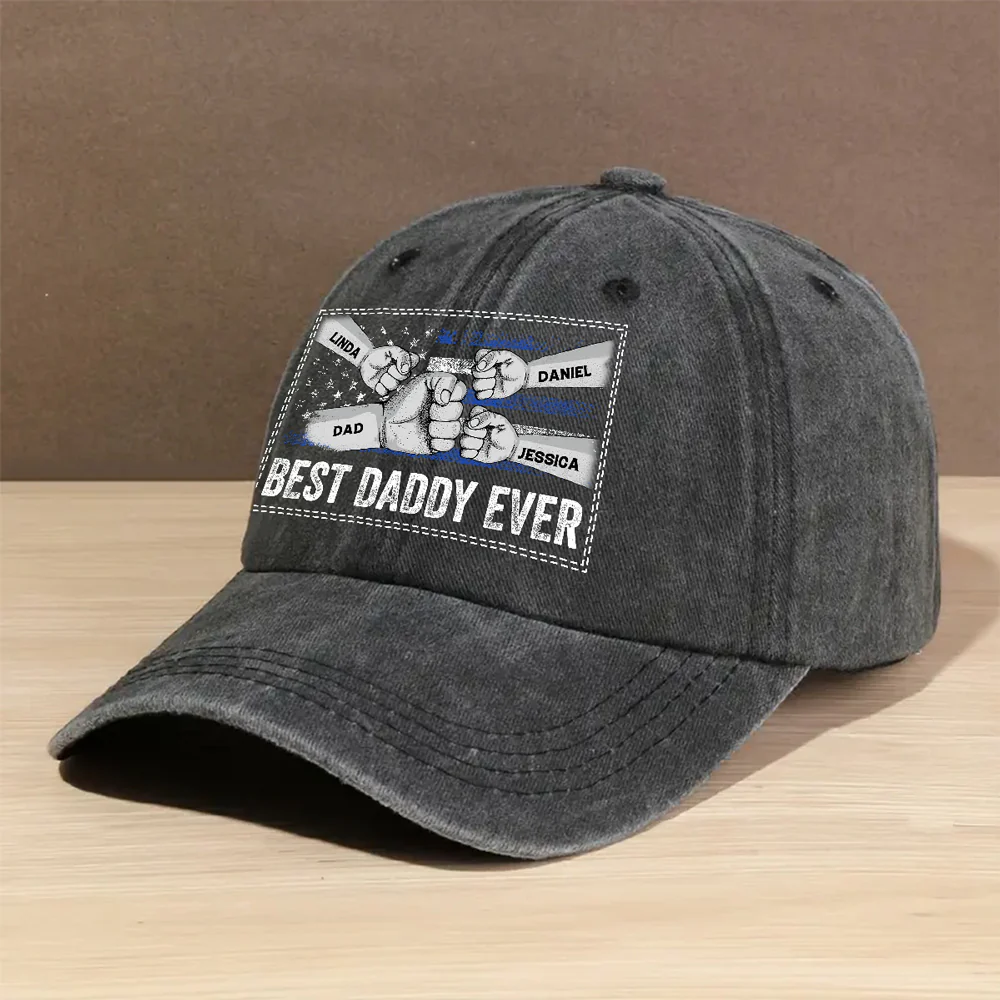 His Strength Begins With Love - Personalized Custom Vintage Washed Denim Cap - Image 3