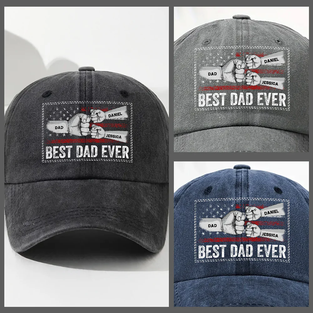 His Strength Begins With Love - Personalized Custom Vintage Washed Denim Cap - Image 4