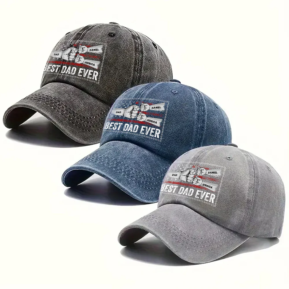 His Strength Begins With Love - Personalized Custom Vintage Washed Denim Cap - Image 5