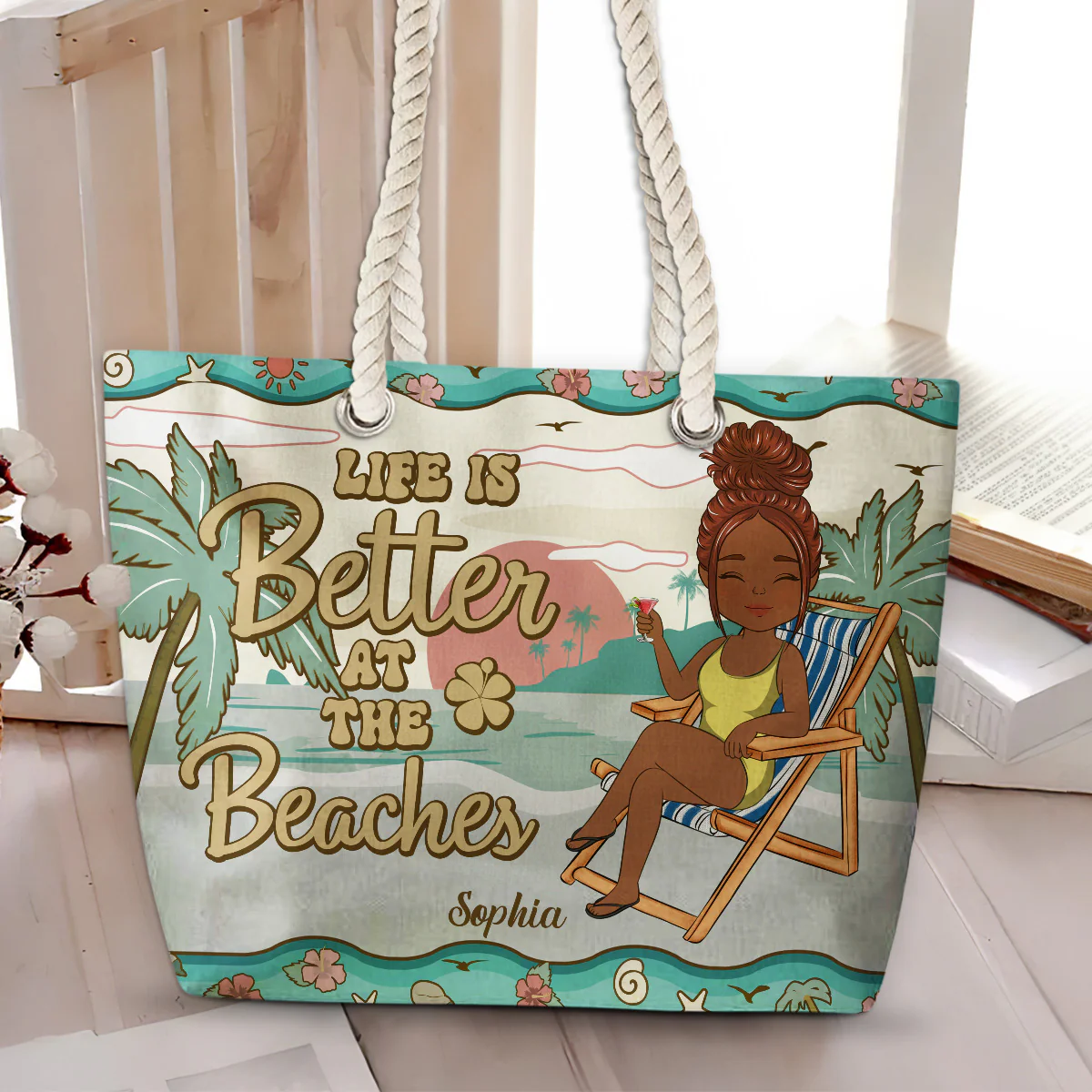 Hola Beaches- Personalized Beach Bag - Image 3