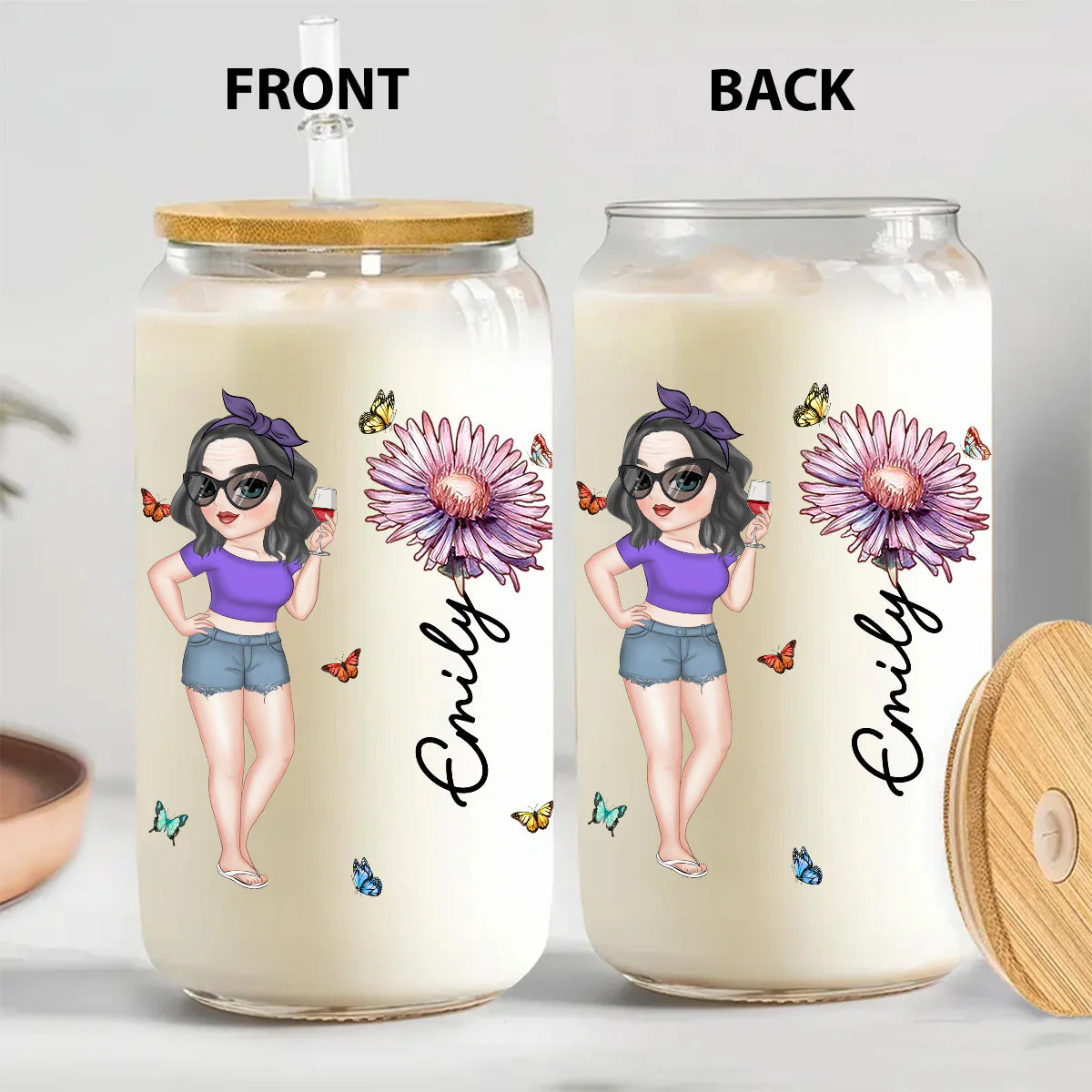 Hola Beaches - Personalized Custom Glass Can - Image 2