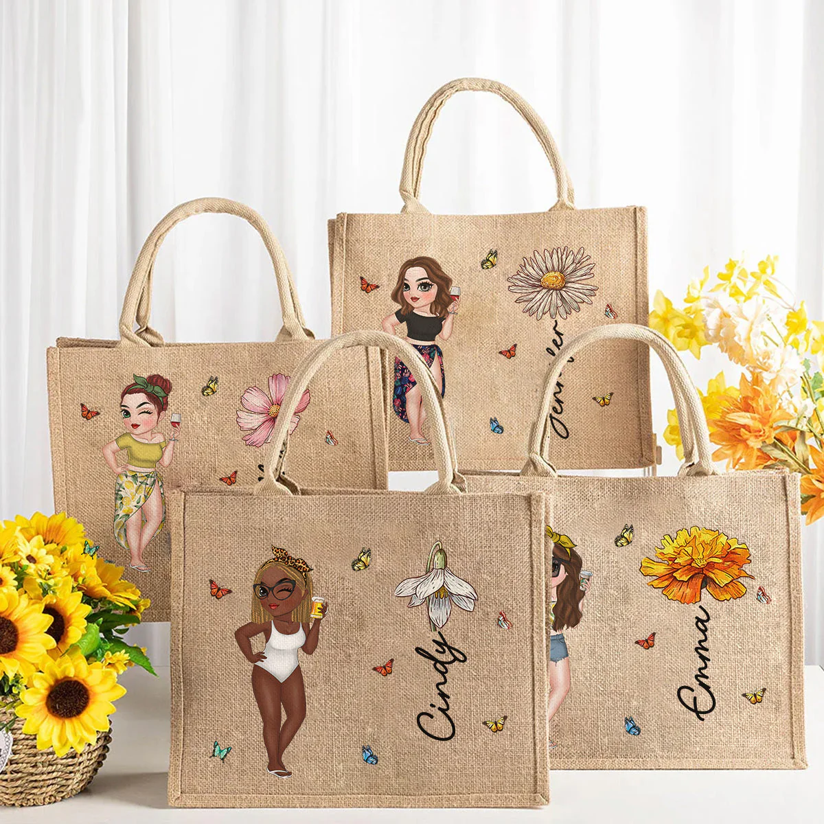 Hola beaches - Personalized Custom Jute Tote Bag - Image 4