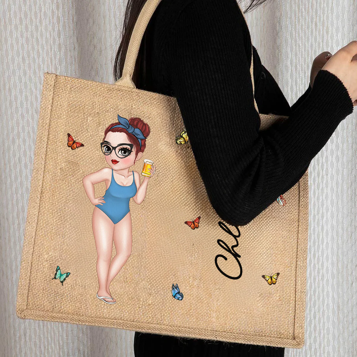 Hola beaches - Personalized Custom Jute Tote Bag - Image 6