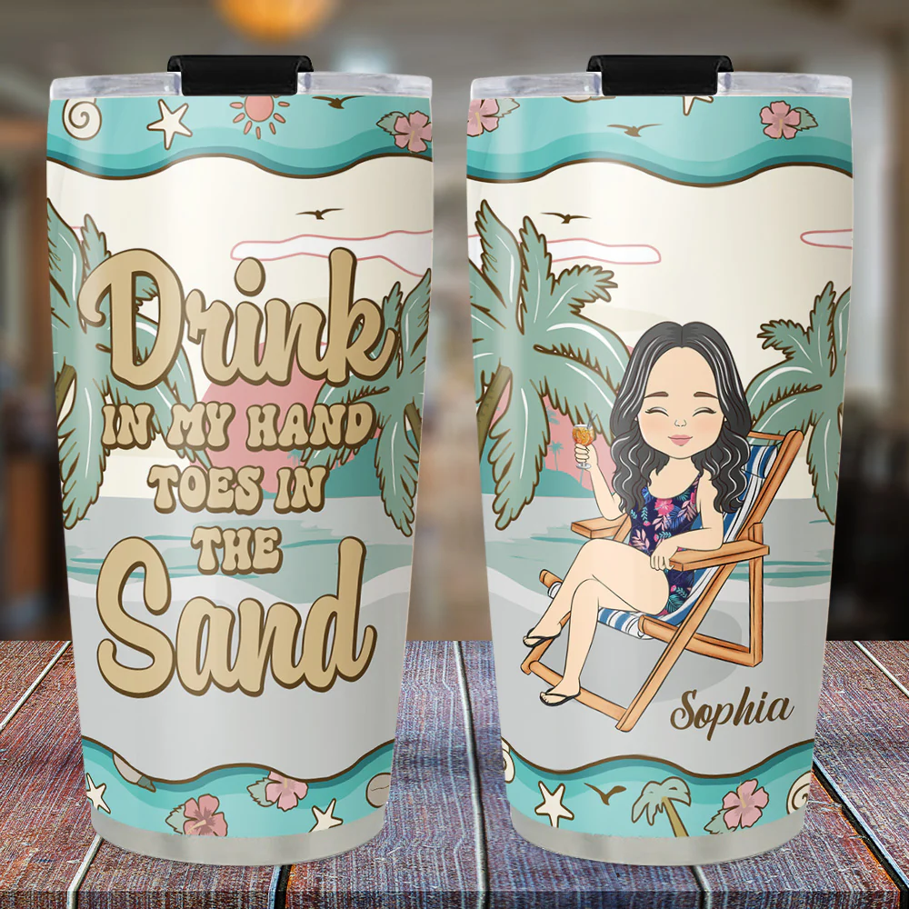 Hola Beaches Ver 2 - Personalized Custom Tumbler - Image 2