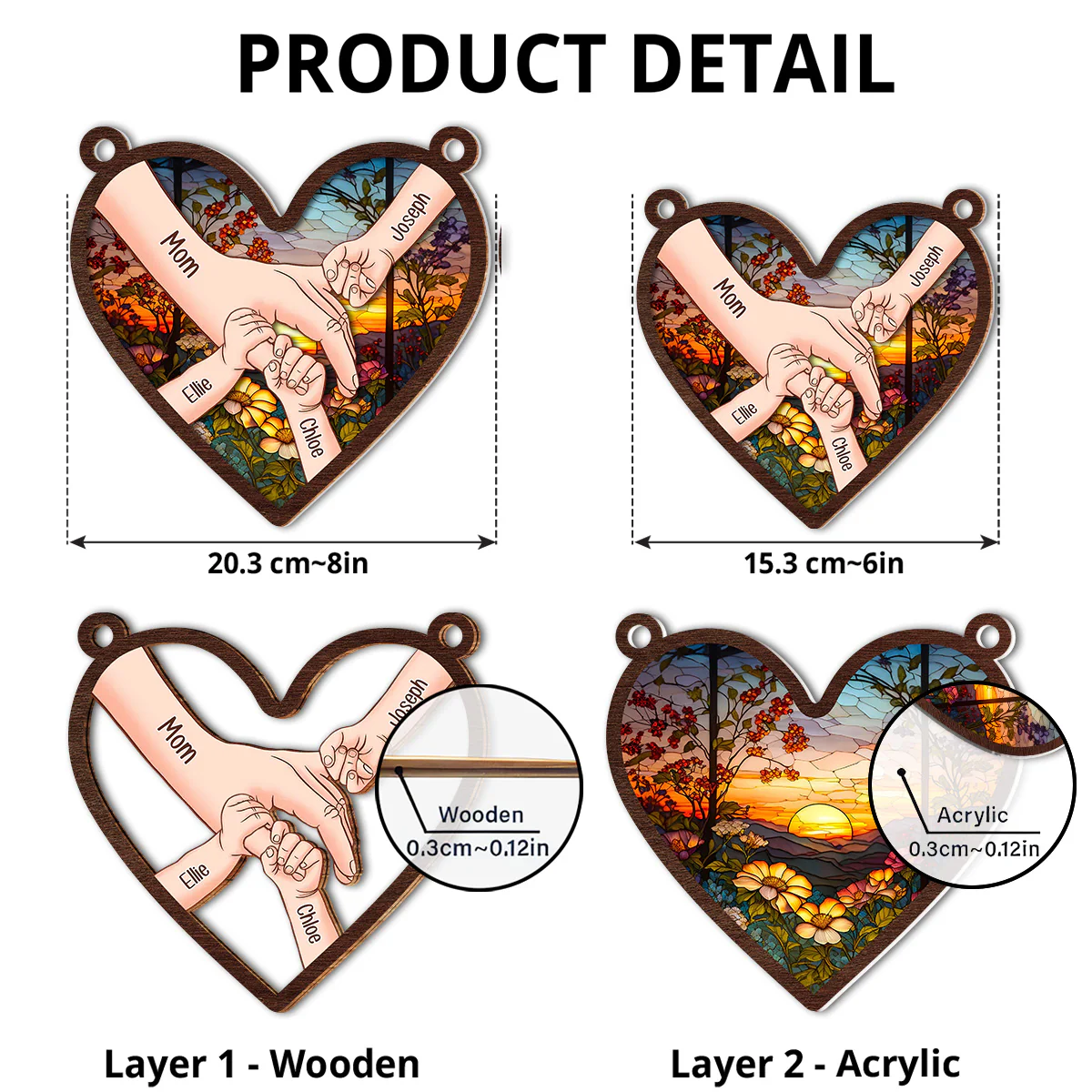 Hold Hands And Hearts - Personalized Custom Suncatcher - Image 4