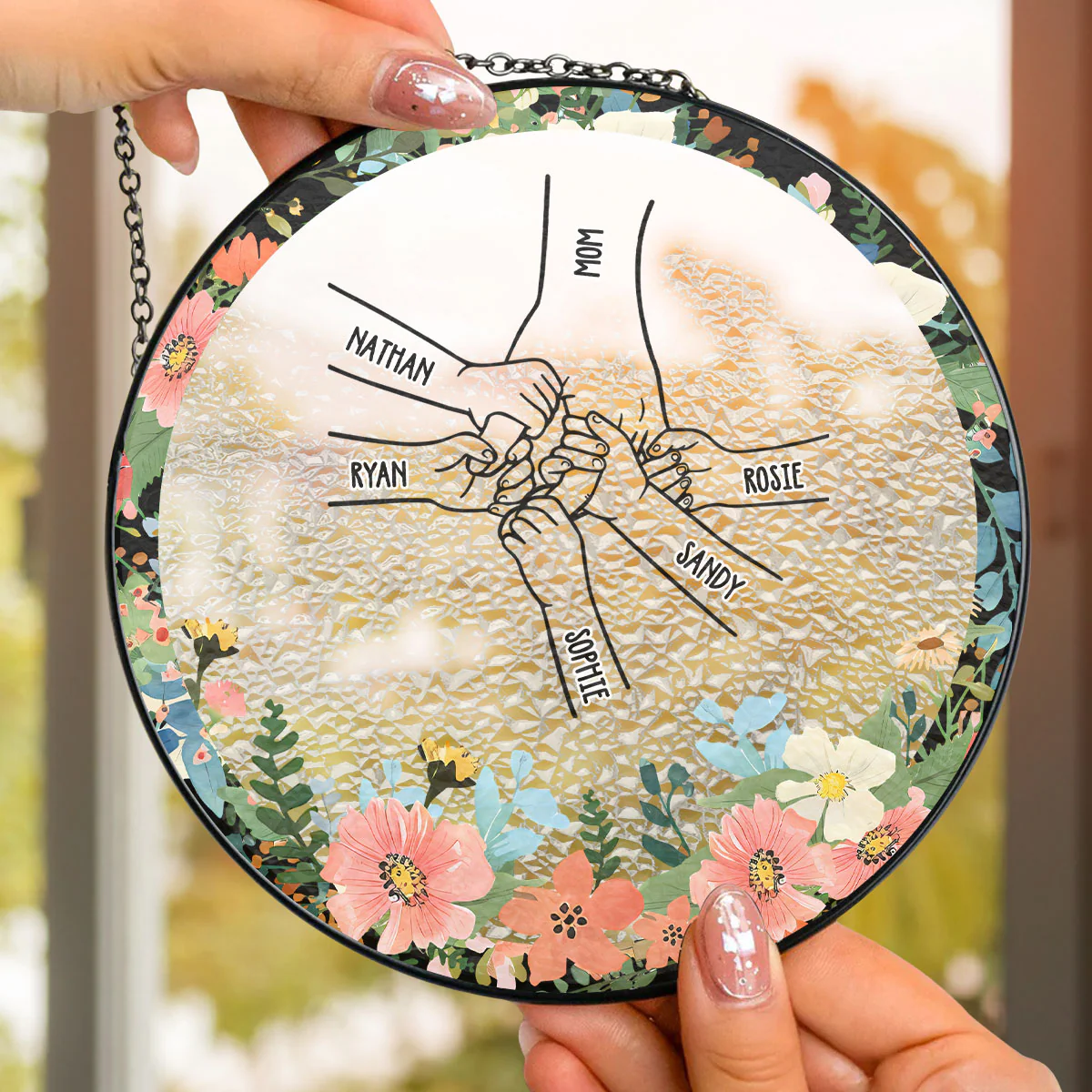 Hold My Hand Forever - Personalized Custom Window Hanging Suncatcher - Image 2
