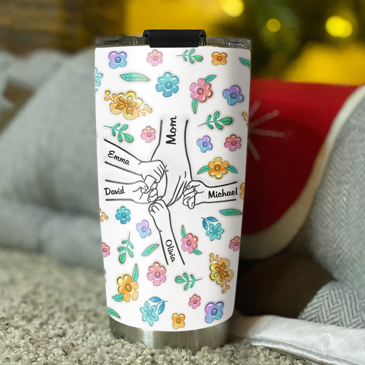Hold My Hand Hold My Heart - Personalized Custom 3D Inflated Effect Tumbler - Image 3
