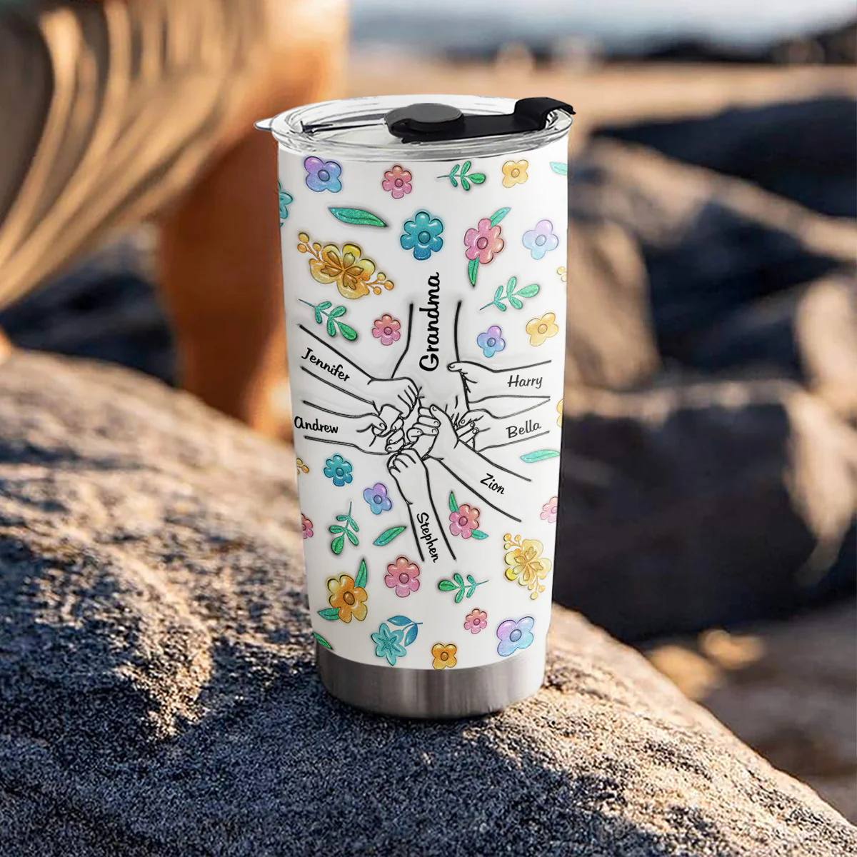 Hold My Hand Hold My Heart - Personalized Custom 3D Inflated Effect Tumbler - Image 4