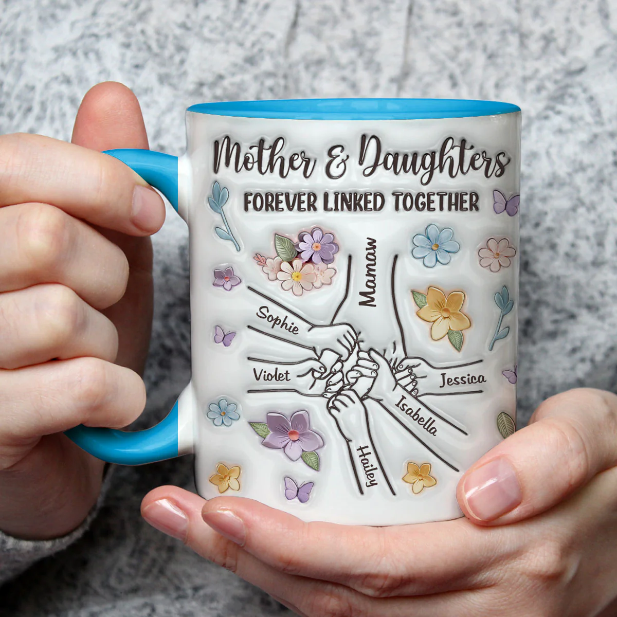 Hold My Hand - Personalized Custom 3D Inflated Effect Accent Mug - Image 3